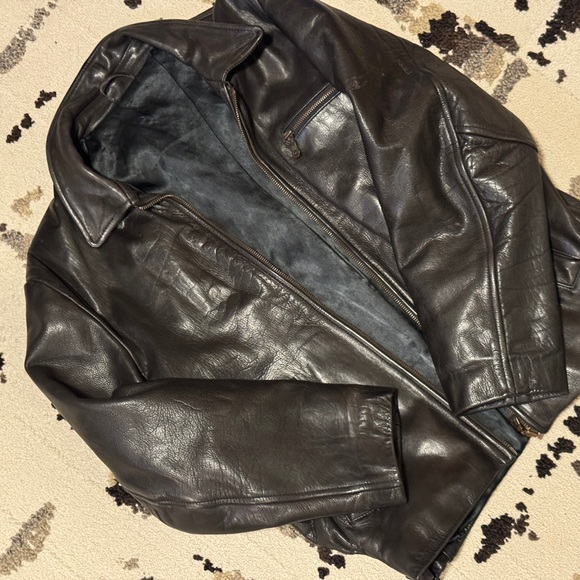 VINTAGE LEATHER BOMBER JACKET - Picture 1 of 6
